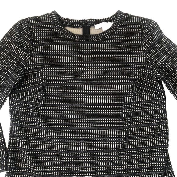 Ann Taylor LOFT Knit Dress Womens Size Medium Stretch Black Tan 3/4 Sleeve - Picture 3 of 9